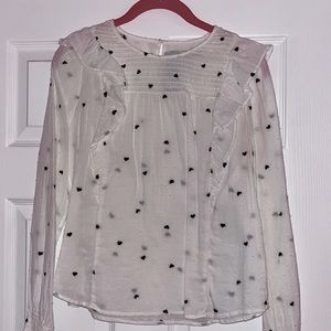 NWT Ann Taylor Loft Blouse White with Black Hearts